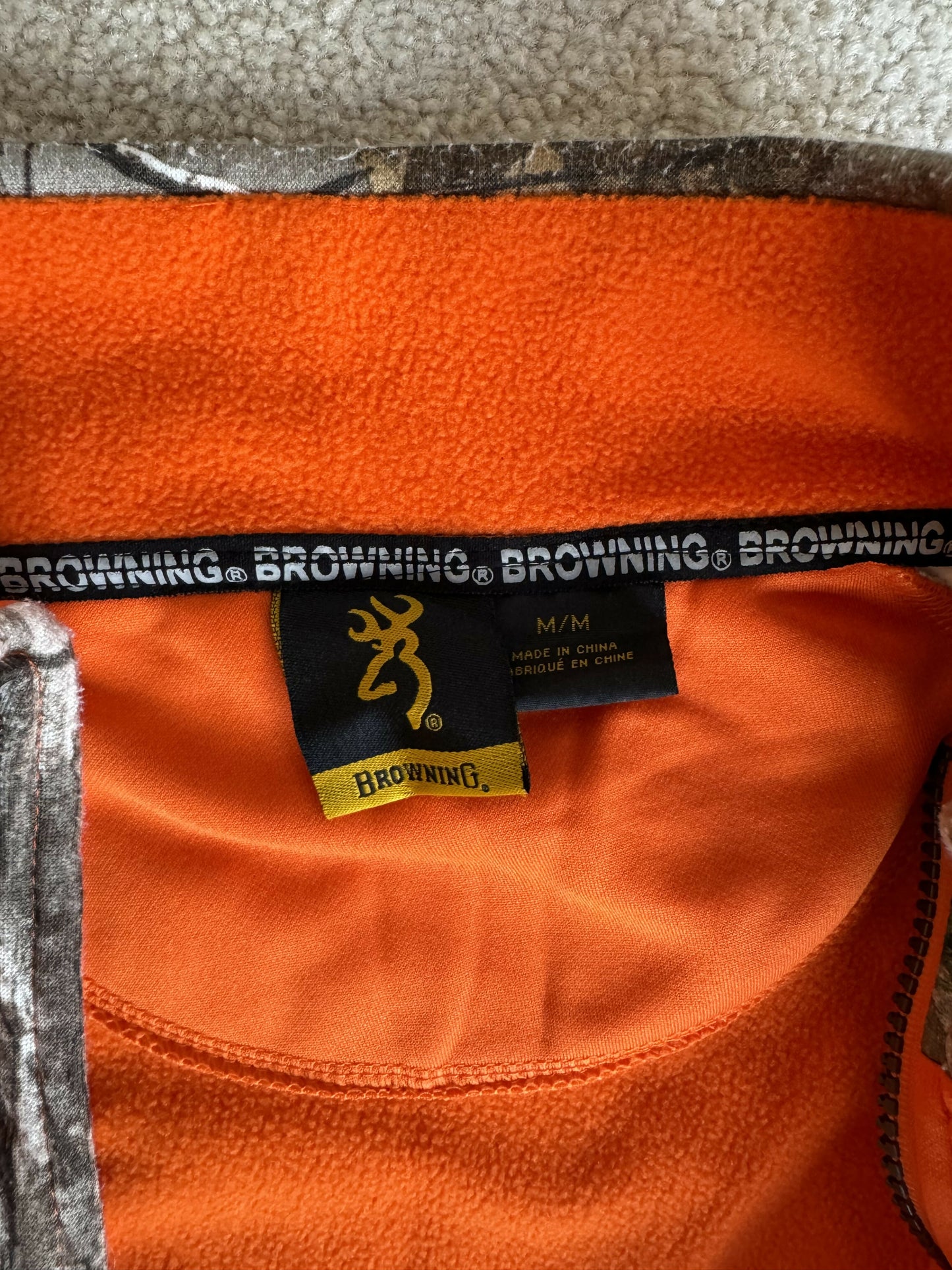 Browning blaze orange full zip sweatshirt